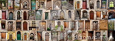 Compilation of old doors (Amalfi, Italy) Stock Photo