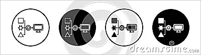 Compile flat line icon set. Compile Thin line illustration vector Vector Illustration