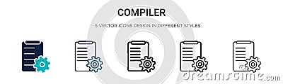 Compiler icon in filled, thin line, outline and stroke style. Vector illustration of two colored and black compiler vector icons Vector Illustration