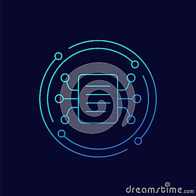 compiling data icon, linear design Vector Illustration