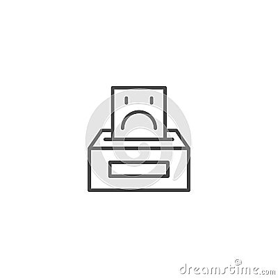 Complaint box outline icon. linear style sign for mobile concept and web design. Feedbacks simple line vector icon. Symbol, logo Vector Illustration