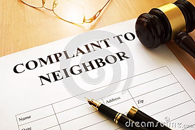 Complaint to neighbor on a table. Stock Photo