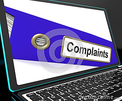 Complaints File On Laptop Shows Complaints Stock Photo