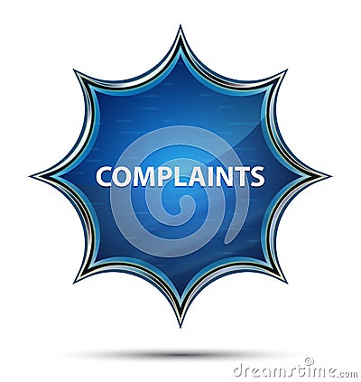 Complaints magical glassy sunburst blue button Stock Photo