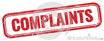 COMPLAINTS text on red grungy stamp Stock Photo