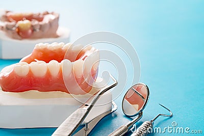 Complete denture or full denture. Stock Photo