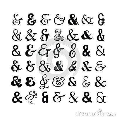 Complete different black silhouette and isolated font faces icons set on white Vector Illustration
