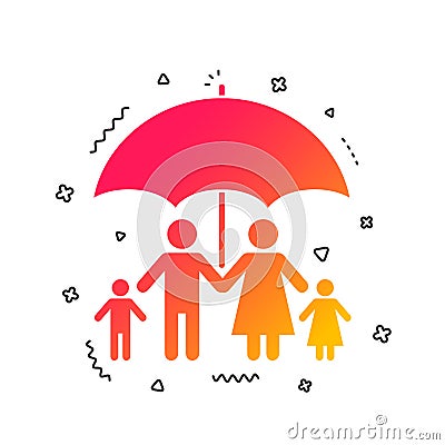 Complete family insurance icon. Umbrella symbol. Vector Vector Illustration