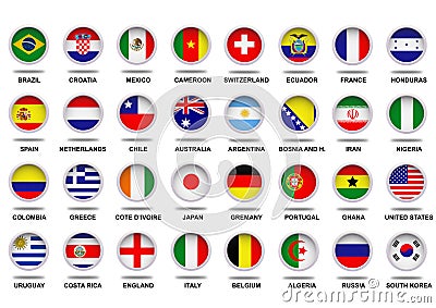 Complete Flags Fifa World Cup 2014 Vector Illustration