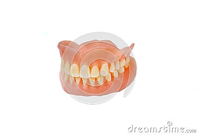 Complete full dentures isolated on white background Stock Photo