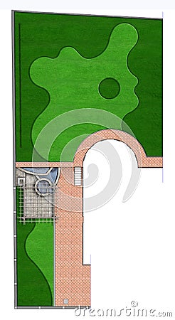 Complete garden landscaping master plan, illustration Stock Photo