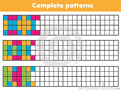 Complete geometric patterns. Educational game for children. Drawing activity for kids Stock Photo