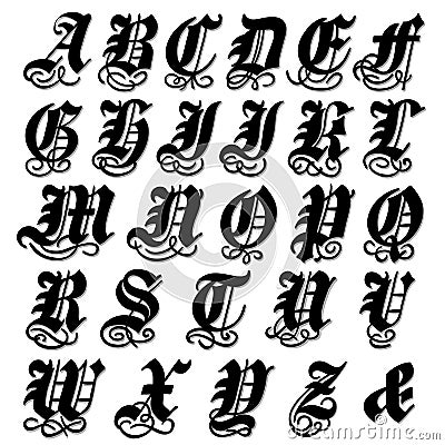 Complete Gothic alphabet Vector Illustration