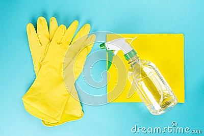 Complete kit for sanitization during the covid-19 pandemic, Wiping down surface concept Stock Photo