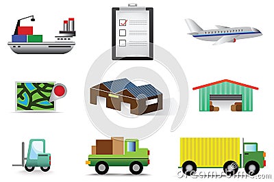 Complete logistic and transportation icon collecti Vector Illustration