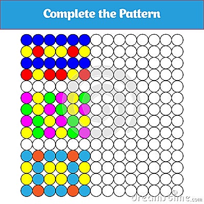 Complete the Pattern. Education logic game for preschool kids. Vector Illustration Stock Photo