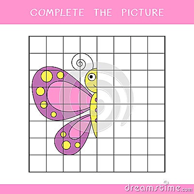 Complete the picture of cute butterfly Vector Illustration