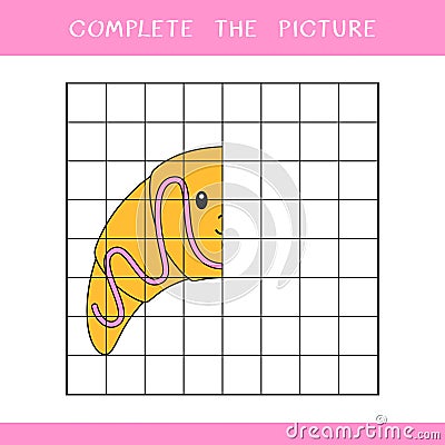 Complete the picture of cute croissant. Vector worksheet Vector Illustration