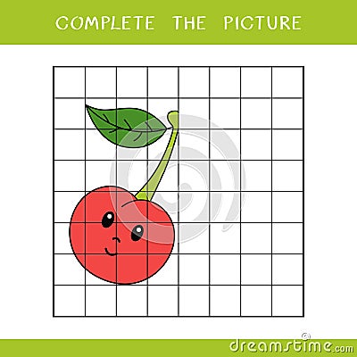 Complete the picture of cute cherry Vector Illustration