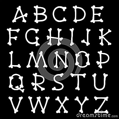 Complete set of alphabet letters shaped as bones Vector Illustration