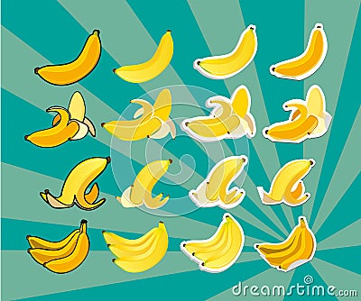 Complete set of bananas Vector Illustration