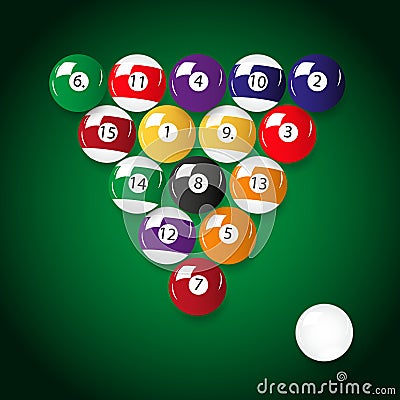 Complete set of color billiards balls Vector Illustration