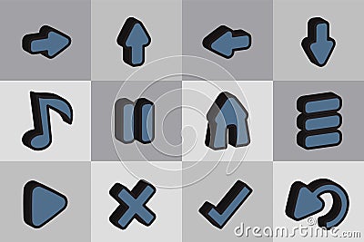 Complete set of 3d pop up buttons Vector illustration Vector Illustration