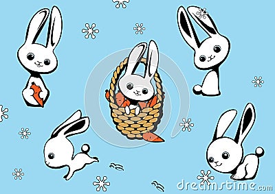 The complete set of hares Vector Illustration