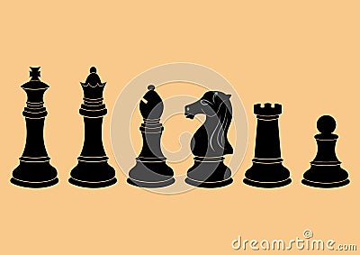 Complete set of vector silhouettes chess figures Vector Illustration