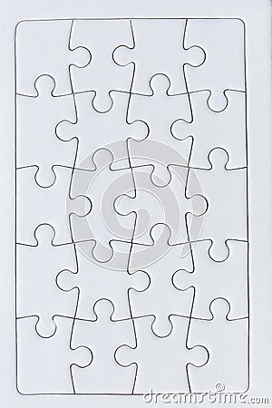 A complete puzzle of twenty white pieces Stock Photo