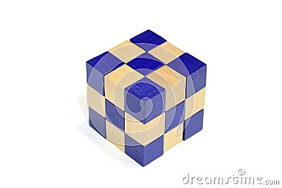 A completed block of Snake Cube Puzzle Game Editorial Stock Photo