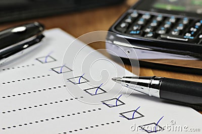 Completed checklist Stock Photo