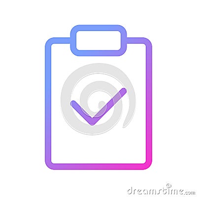 Completed task pixel perfect gradient linear ui icon Vector Illustration