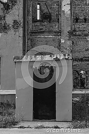 completely destroyed school after hostilities Stock Photo