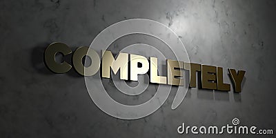 Completely - Gold text on black background - 3D rendered royalty free stock picture Stock Photo