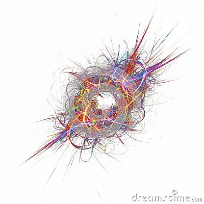 Complex abstract design featuring a swirling, intertwined pattern of colorful strands Stock Photo