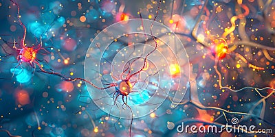 Complex brain puzzle connecting colorful neurons sparking learning and cognitive intrigue. Concept Brain Teasers, Neuron Stock Photo
