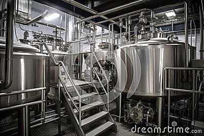 complex chemical process in a pharmaceutical or medical device factory Stock Photo