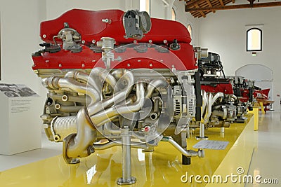 Modena, italy: powerful ferrari v12 engines Editorial Stock Photo