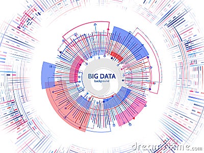 Complex data graphic visualization. Futuristic business analytics. Vector Illustration