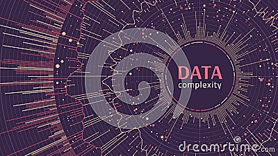 Complex data visual representation. Big data visualization. Abstract data radial plot. Graphic background. Vector Illustration