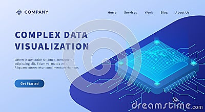 Complex data visualization with wave geometric for website template or landing homepage Stock Photo
