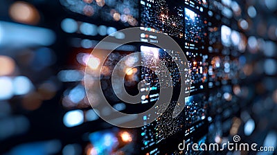 Complex data visualizations on display wall Stock Photo