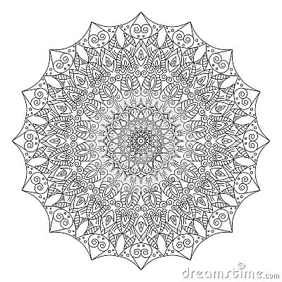 Complex detailed black Mandala on white background Vector Illustration