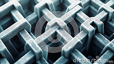 Complex and detailed, the geometric 3D shapes with interlocking patterns form a striking geometric background, Generated AI Stock Photo