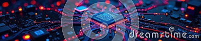 Complex digital circuit structure business tech backdrop dark system Cartoon Illustration