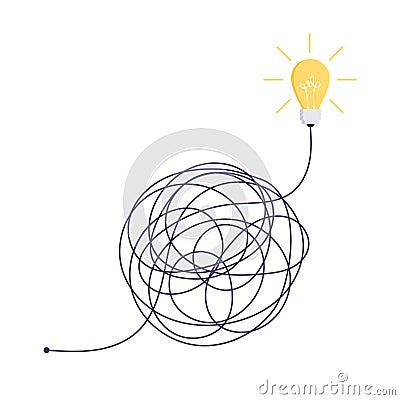 Complex easy simple way from start to idea. Chaos simplifying, problem solving and business solutions idea searching Vector Illustration