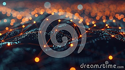 The complex yet efficient process of achieving blockchain consensus visualized by the convergence of lines and light Stock Photo