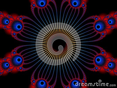 Complex Flower Shaped Abstract Fractal Stock Photo