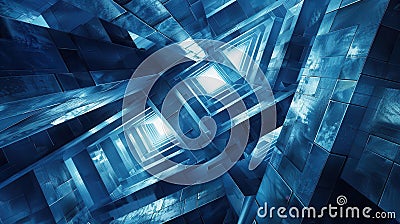 A complex geometric structure with multiple dimensions and perspectives, creating a sense of depth and intrigue Stock Photo